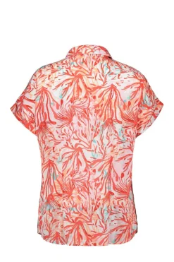 DiDi Loose blouse Sierra in Offwhite with Coral garden print- Blouses