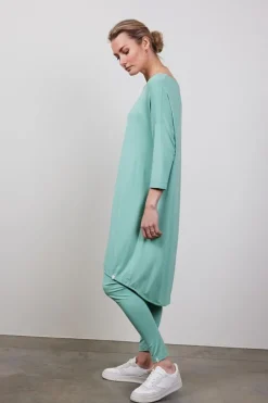 DiDi Loose dress 3/4 mouw in Granite green- Basics | Jurken & Tunieken