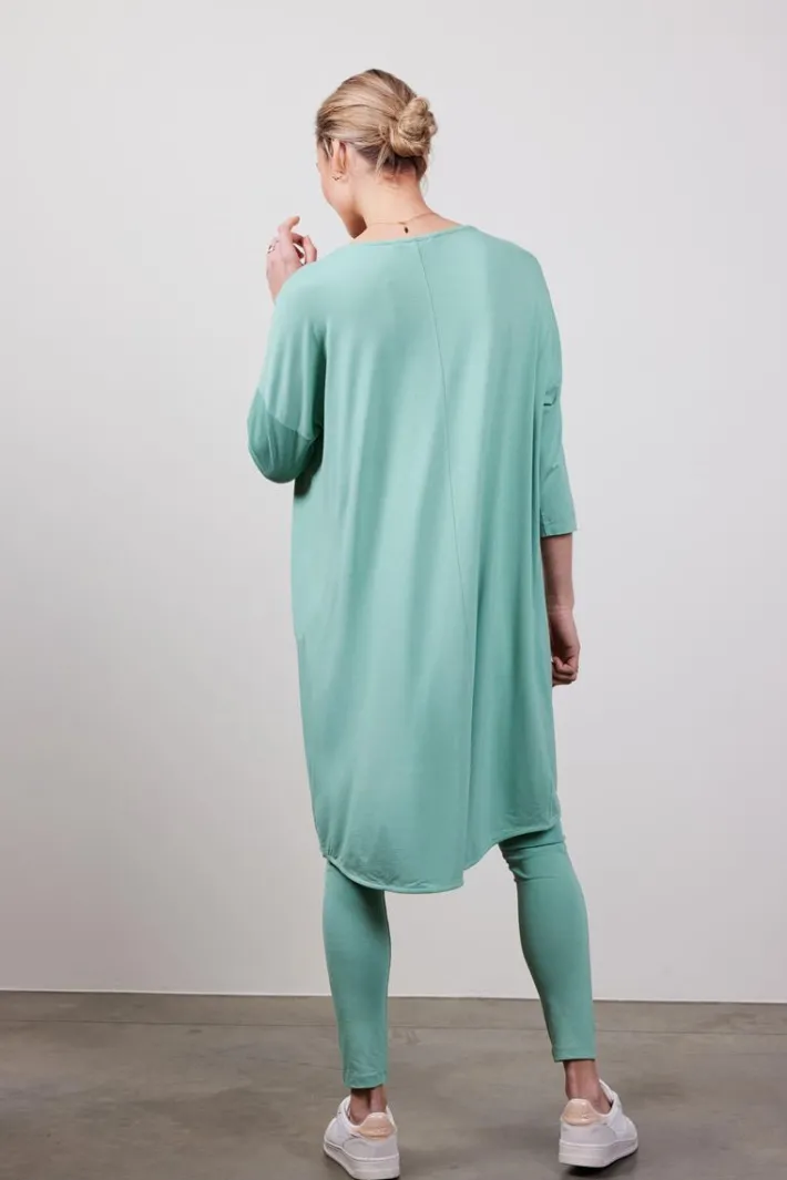 DiDi Loose dress 3/4 mouw in Granite green- Basics | Jurken & Tunieken