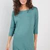DiDi Loose dress 3/4 sleeves Atlantic green- Basics | Jurken & Tunieken
