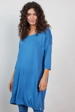 DiDi Loose dress 3/4 sleeves Dutch blue- Basics | Jurken & Tunieken