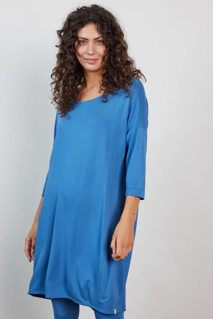 DiDi Loose dress 3/4 sleeves Dutch blue- Basics | Jurken & Tunieken