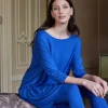 DiDi loose dress 3/4 sleeves in kobalt blue- Basics | Jurken & Tunieken