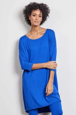 DiDi loose dress 3/4 sleeves in kobalt blue- Basics | Jurken & Tunieken