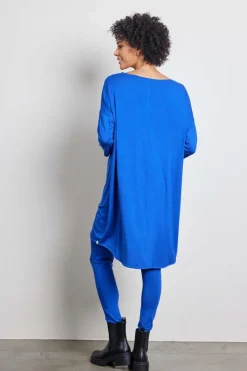 DiDi loose dress 3/4 sleeves in kobalt blue- Basics | Jurken & Tunieken