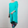 DiDi Loose dress 3/4 sleeves in peacock green- Basics | Jurken & Tunieken