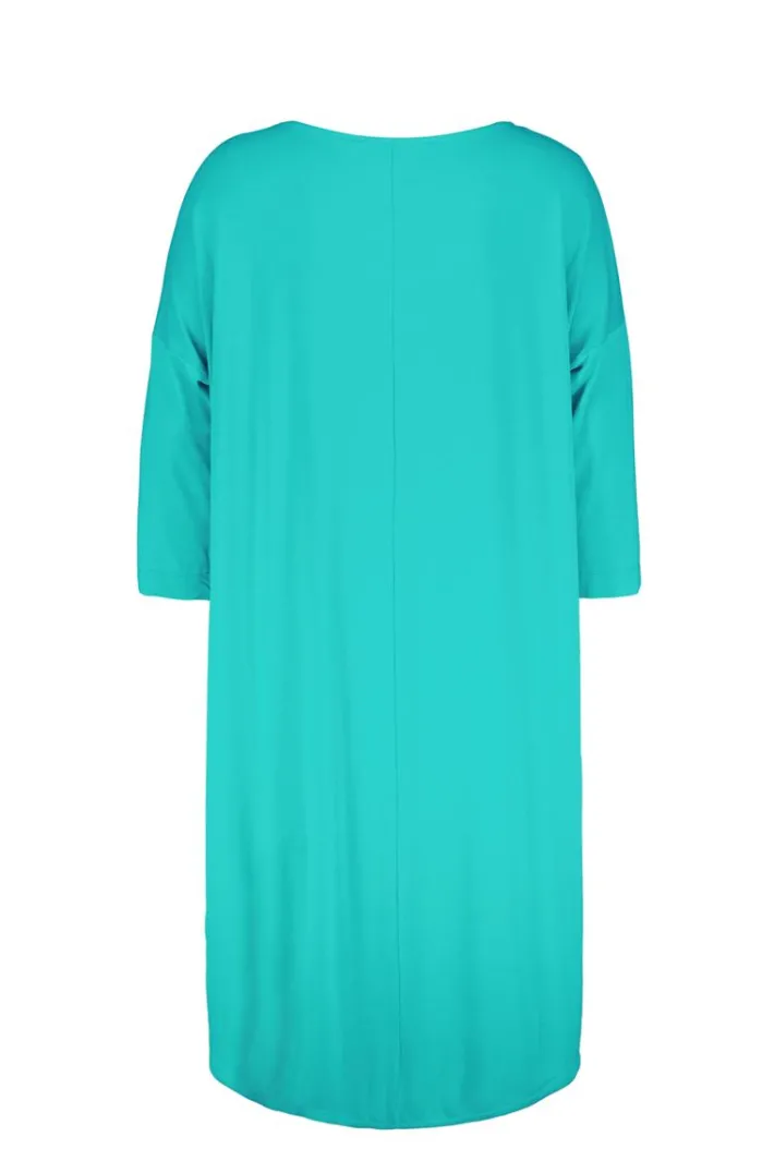 DiDi Loose dress 3/4 sleeves in peacock green- Basics | Jurken & Tunieken