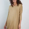 DiDi Loose dress 3/4 sleeves Kelp sand- Basics | Jurken & Tunieken