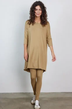 DiDi Loose dress 3/4 sleeves Kelp sand- Basics | Jurken & Tunieken