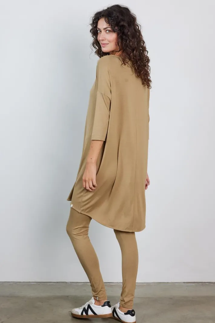 DiDi Loose dress 3/4 sleeves Kelp sand- Basics | Jurken & Tunieken