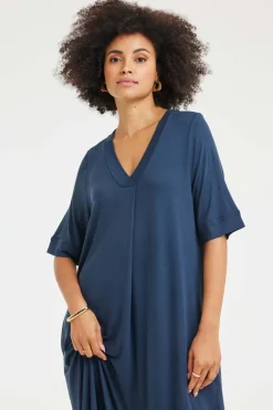 DiDi Loose dress Amore Dark blue- Basics | Jurken & Tunieken