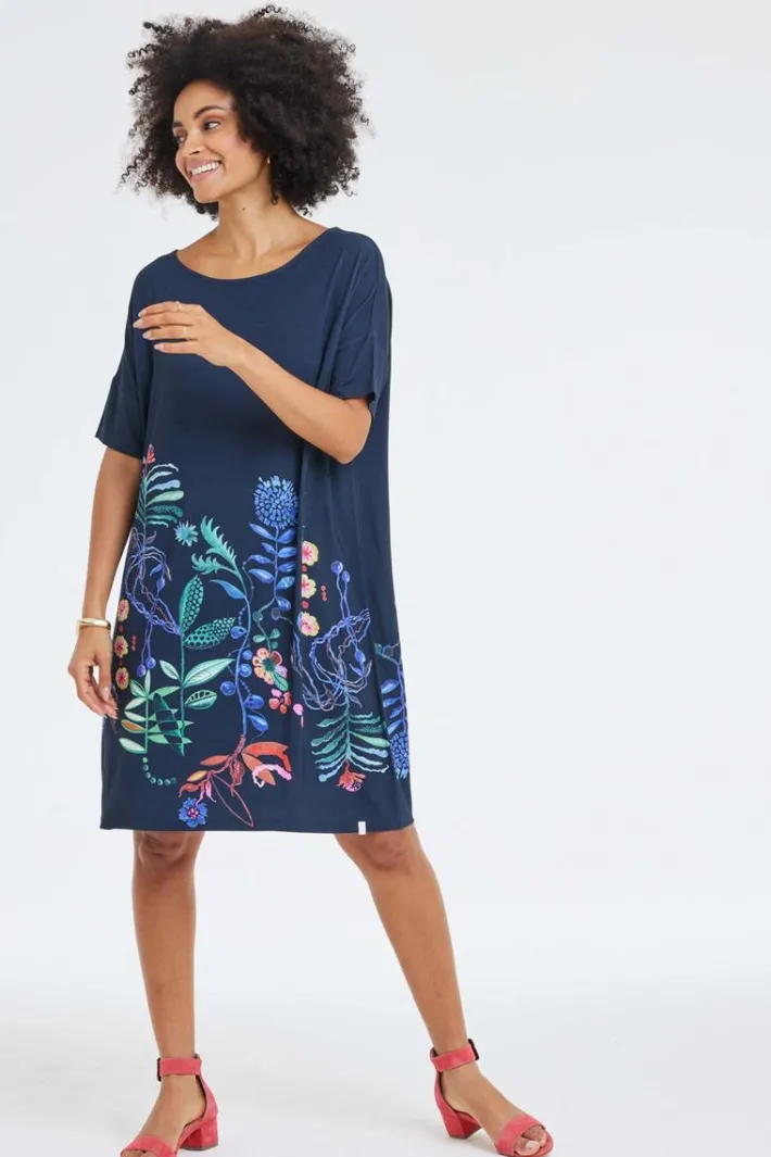 DiDi Loose dress Baya Botanic spice panel- Jurken & Tunieken
