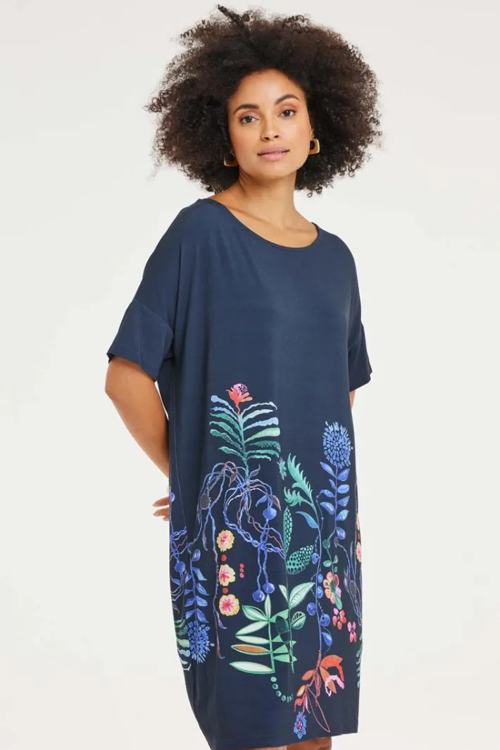DiDi Loose dress Baya Botanic spice panel- Jurken & Tunieken