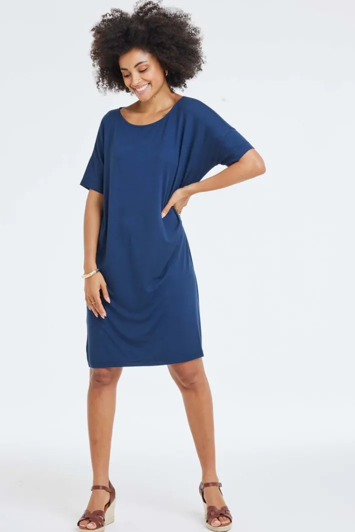 DiDi Loose dress Baya Dark blue- Basics | Jurken & Tunieken
