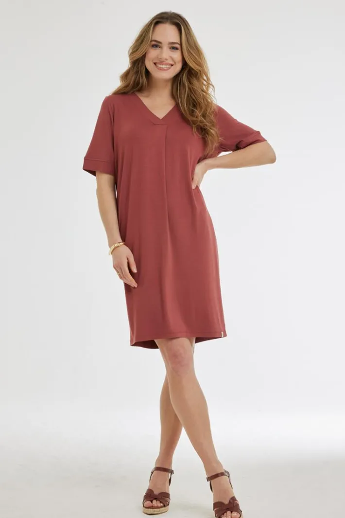 DiDi Loose dress Bisou Rust red- Basics | Jurken & Tunieken