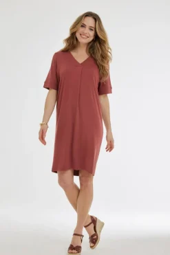 DiDi Loose dress Bisou Rust red- Basics | Jurken & Tunieken
