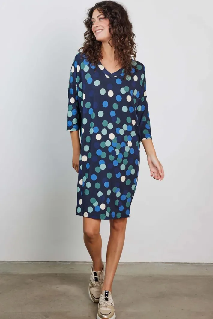 DiDi Loose dress Fancy Dark blue Fuji print- Jurken & Tunieken