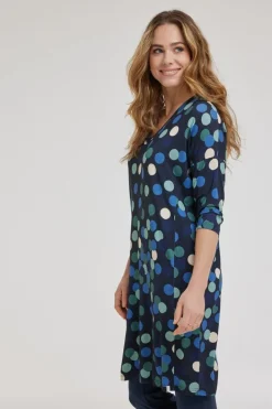 DiDi Loose dress Fancy Dark blue Fuji print- Jurken & Tunieken