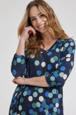 DiDi Loose dress Fancy Dark blue Fuji print- Jurken & Tunieken