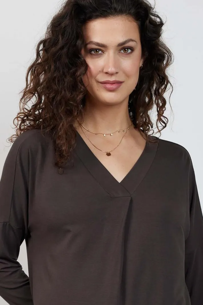 DiDi Loose dress Indy Dark chocolate- Basics | Jurken & Tunieken