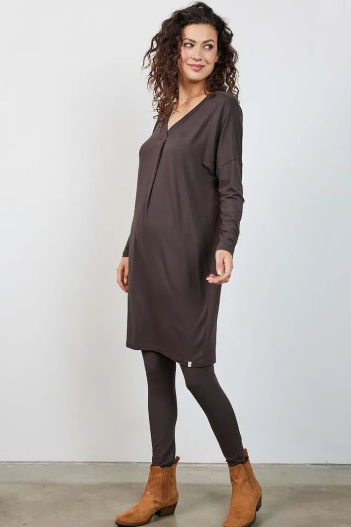 DiDi Loose dress Indy Dark chocolate- Basics | Jurken & Tunieken