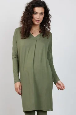 DiDi Loose dress Indy in Dusty olive- Basics | Jurken & Tunieken