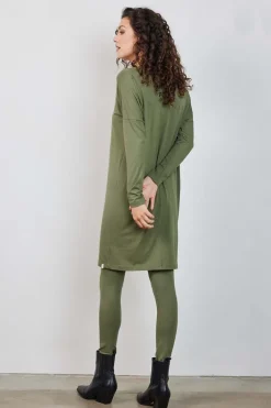 DiDi Loose dress Indy in Dusty olive- Basics | Jurken & Tunieken