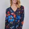 DiDi Loose dress Indy print Dark blue Waterside M print- Jurken & Tunieken