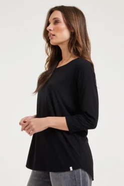 DiDi Loose tee crew 3/4 sleeves zwart- Basics | T-shirts & Tops