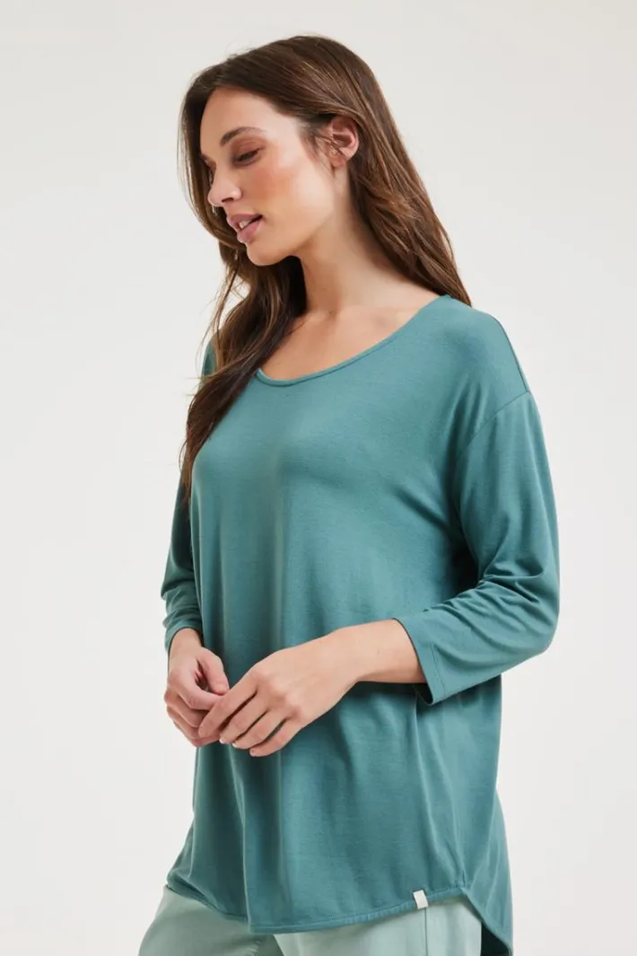 DiDi Loose tee crew 3/4 sleeves Atlantic green- Basics | T-shirts & Tops