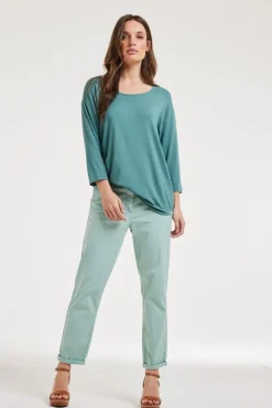 DiDi Loose tee crew 3/4 sleeves Atlantic green- Basics | T-shirts & Tops