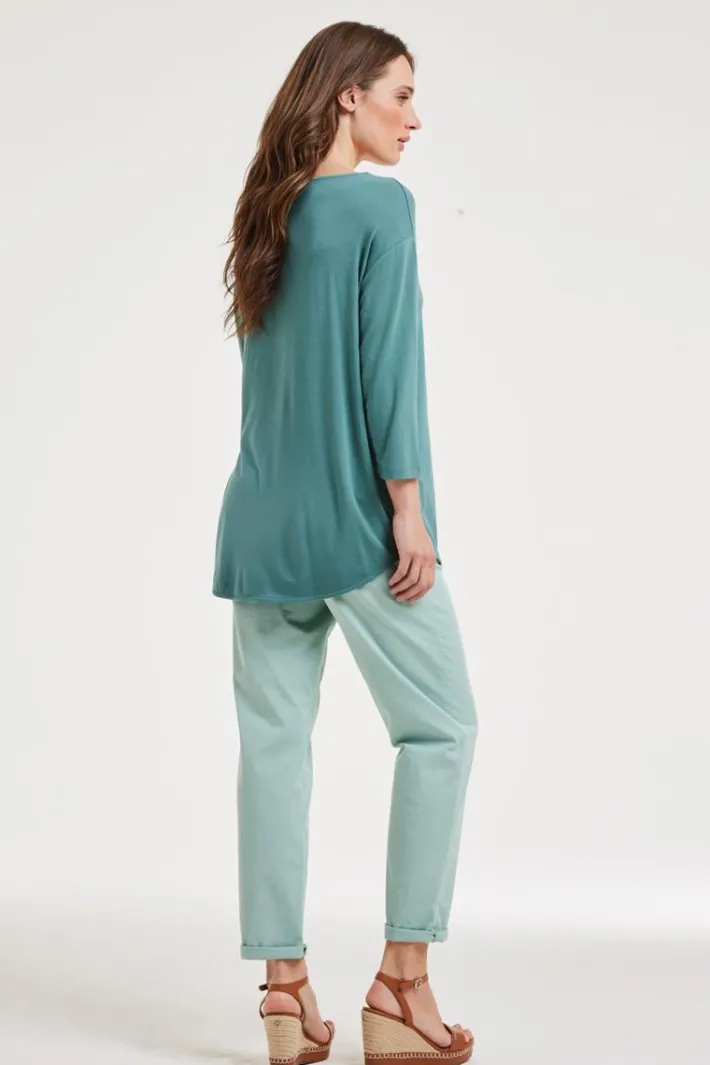 DiDi Loose tee crew 3/4 sleeves Atlantic green- Basics | T-shirts & Tops
