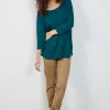 DiDi Loose tee crew 3/4 sleeves Dark sea green- Basics | T-shirts & Tops