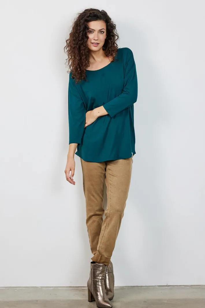 DiDi Loose tee crew 3/4 sleeves Dark sea green- Basics | T-shirts & Tops