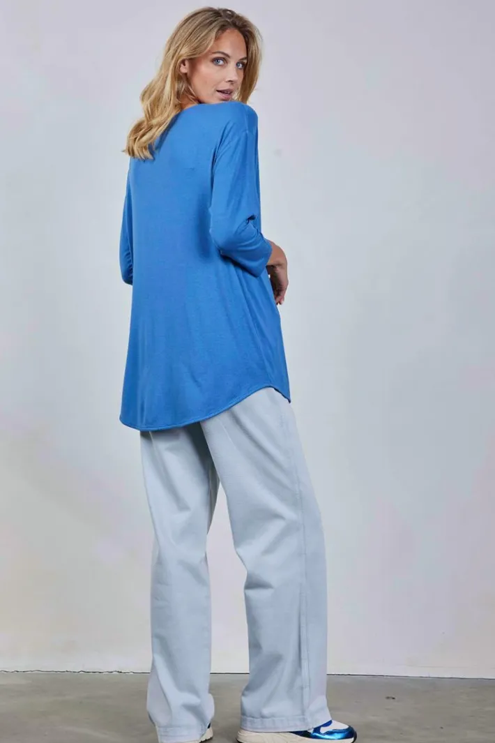 DiDi Loose tee crew 3/4 sleeves Dutch blue- Basics | T-shirts & Tops