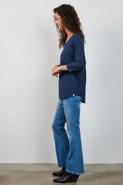 DiDi Loose tee crew 3/4 sleeves, donkerblauw- Basics | T-shirts & Tops