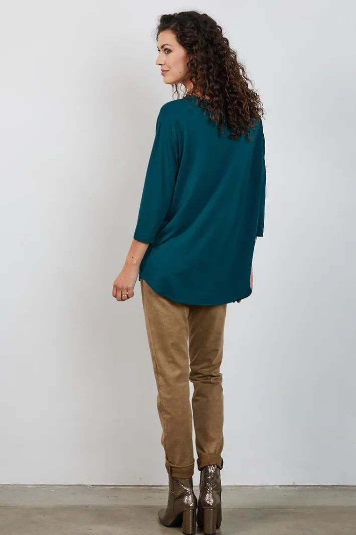 DiDi Loose tee crew 3/4 sleeves Dark sea green- Basics | T-shirts & Tops