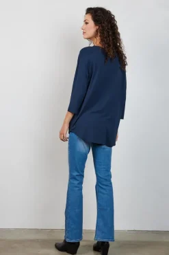 DiDi Loose tee crew 3/4 sleeves, donkerblauw- Basics | T-shirts & Tops