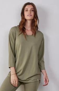 DiDi Loose tee crew 3/4 sleeves in Aloe green- Basics | T-shirts & Tops