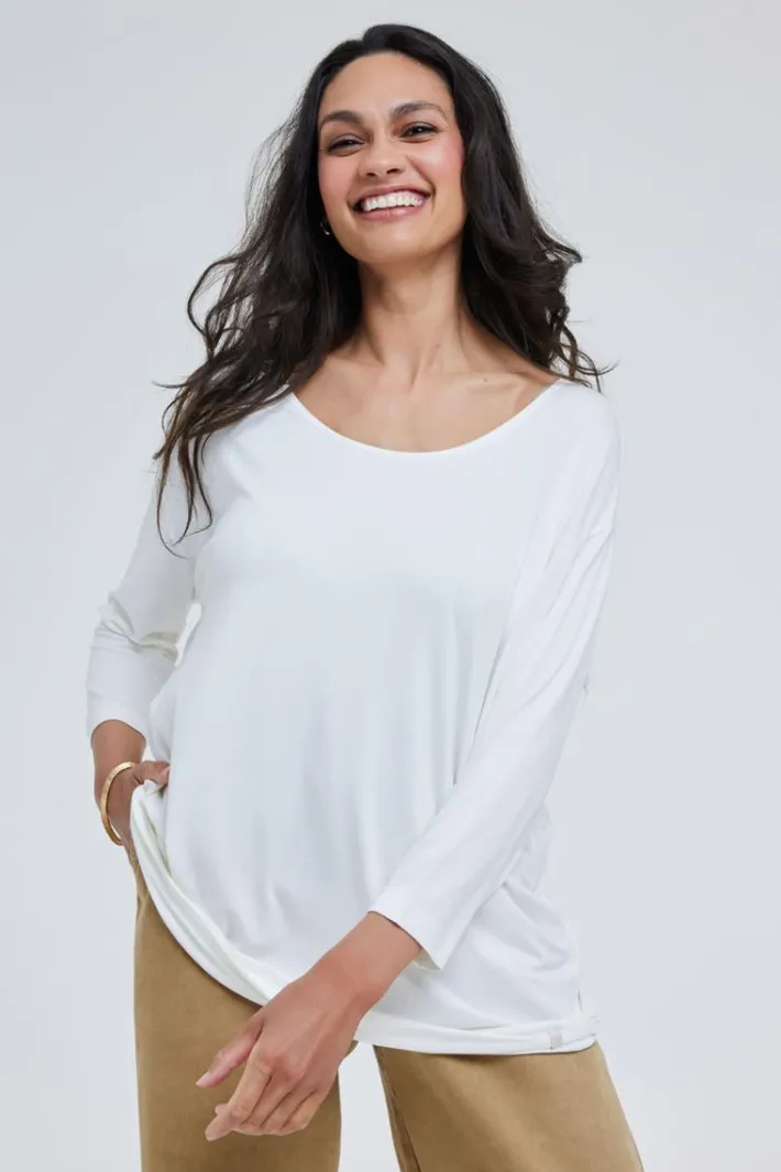 DiDi Loose tee crew 3/4 sleeves Offwhite- Basics | T-shirts & Tops