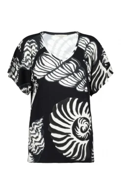 DiDi Loose tee Jeska in Black with Shell Symphony XXL print- T-shirts & Tops