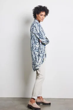 DiDi Loose vest Glory in de darkblue with Lush print- Truien & Vesten