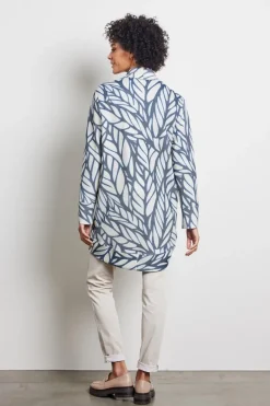 DiDi Loose vest Glory in de darkblue with Lush print- Truien & Vesten