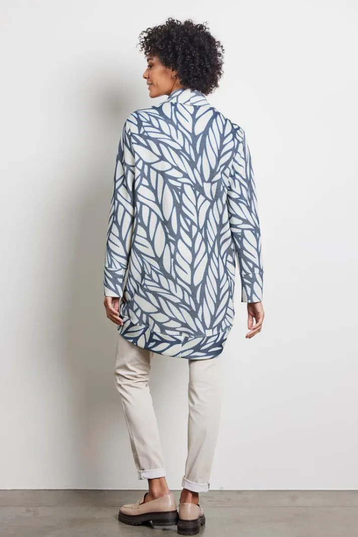 DiDi Loose vest Glory in de darkblue with Lush print- Truien & Vesten