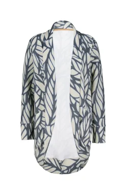 DiDi Loose vest Glory in de darkblue with Lush print- Truien & Vesten