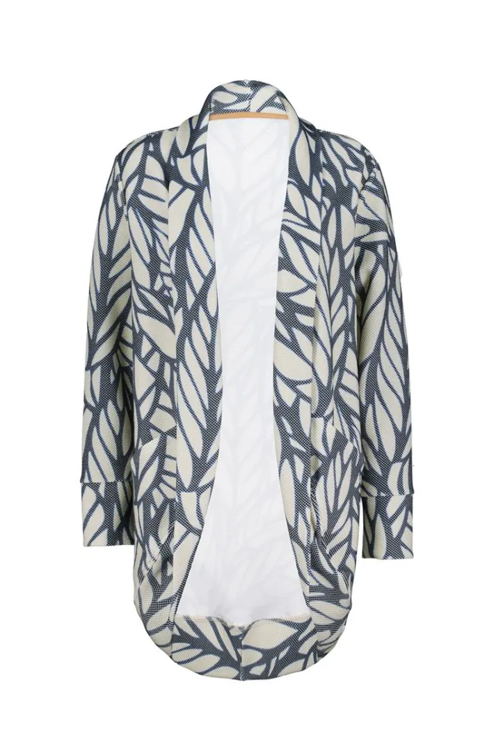 DiDi Loose vest Glory in de darkblue with Lush print- Truien & Vesten