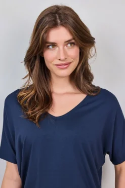 DiDi Loose V-tee Faye in Donkerblauw- Basics | T-shirts & Tops