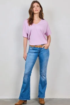 DiDi Loose V-tee Faye in mauve mist- Basics | T-shirts & Tops