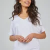 DiDi Loose V-tee Faye in Wit- Basics | T-shirts & Tops