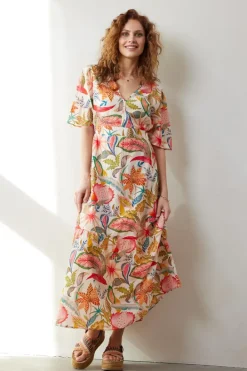 DiDi Maxi dress Bonita in Offwhite with Mango tango print- Jurken & Tunieken